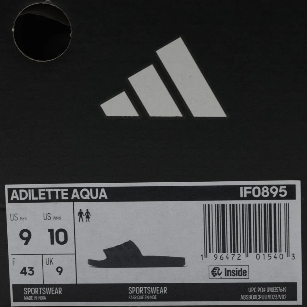 Adidas Unisex Adilette Aqua Slides Casual Slip-On Sandals Navy Blue Size M9‎ W10